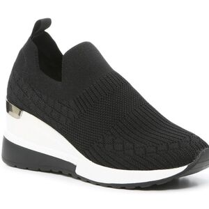 Platform Wedge Black Mesh Sneaker
